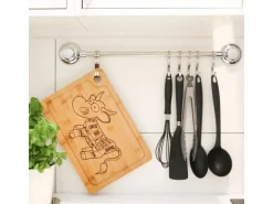 DuneDesign 4er Set Steakteller aus Bambus 33 x 23 x 2cm Motiv Comic-Kuh