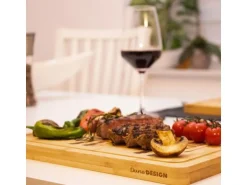 DuneDesign 4er Set Steakteller aus Bambus 33 x 23 x 2cm Motiv Kuh