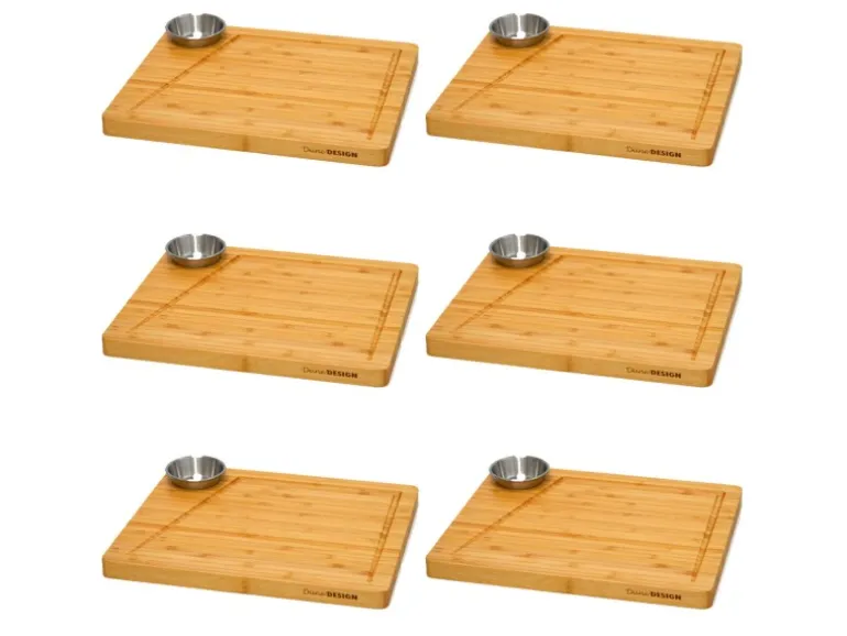 DuneDesign Raclette Teller Set mit Dipschale für 6 Personen 30 x 25 cm