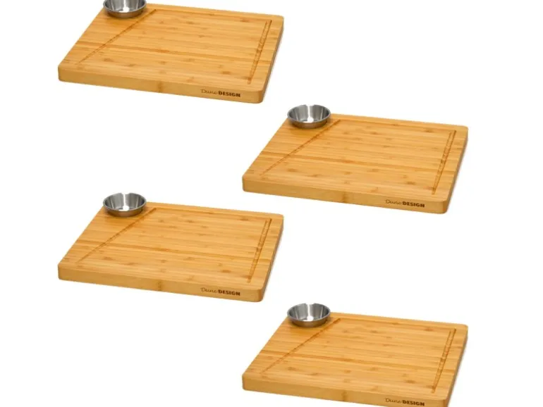 DuneDesign Raclette Teller Set mit Dipschale für 4 Personen 30 x 25 cm