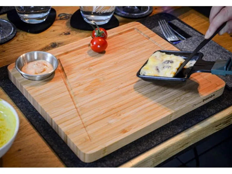 DuneDesign Raclette Teller Set mit Dipschale für 4 Personen 30 x 25 cm