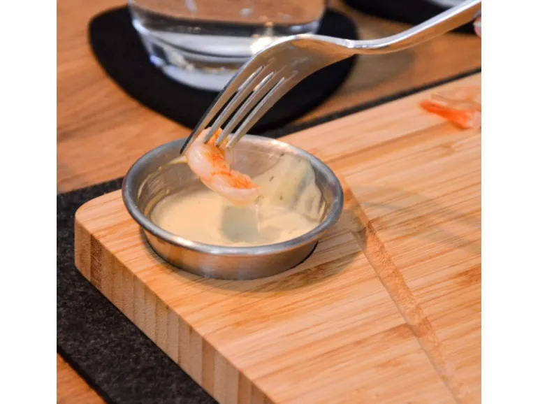 DuneDesign Raclette Teller Set mit Dipschale für 4 Personen 30 x 25 cm