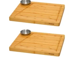 DuneDesign Raclette Teller Set mit Dipschale für 2 Personen 30 x 25 cm