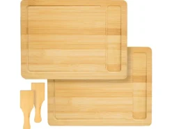 DuneDesign Raclettebrett mit Spachtel für 2 Personen 30 x 22 cm aus Bambus