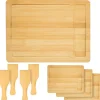 DuneDesign Raclettebrett mit Spachtel für 4 Personen 30 x 22 cm aus Bambus