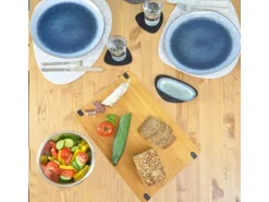 DuneDesign Schneidebrett aus Bambus 44 x 30 x 2 cm mit Ausguss