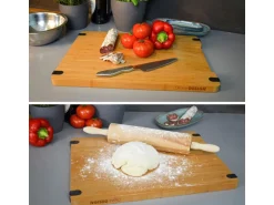 DuneDesign Schneidebrett aus Bambus 44 x 30 x 2 cm mit Ausguss