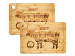 DuneDesign Schneidebrett aus Bambus 2er Set 33 x 23 x 2 cm mit Saftrille