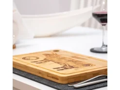 DuneDesign Schneidebrett aus Bambus 2er Set 33 x 23 x 2 cm mit Saftrille