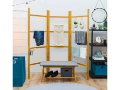 DuneDesign XL Bambus Handtuchleiter  180 x 180 cm Braun