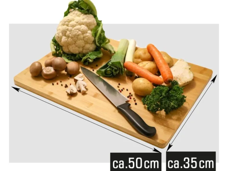 DuneDesign XL Schneidebrett aus Bambus 50 x 35 x 2 cm Holzfarben