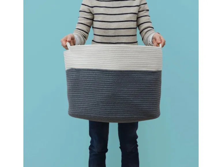 DuneDesign XXL Aufbewahrungskorb aus Baumwolle 60 Liter Ø 50 x 35 cm