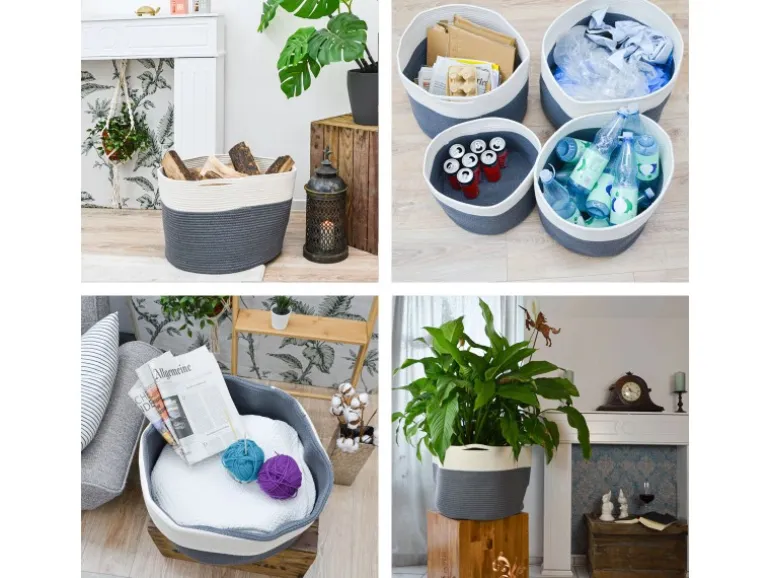 DuneDesign XXL Aufbewahrungskorb aus Baumwolle 60 Liter Ø 50 x 35 cm