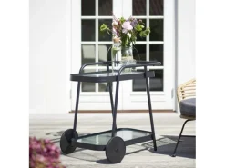 ebuy24 Steam Servierwagen Schwarz und Klare Streifen