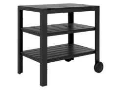 ebuy24 Taormina Servierwagen 3 Ablagen Garten Schwarz