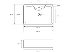 ECD Germany Design Waschbecken Waschtisch 480 x 380 x 140 mm inkl Ablaufgarnitur