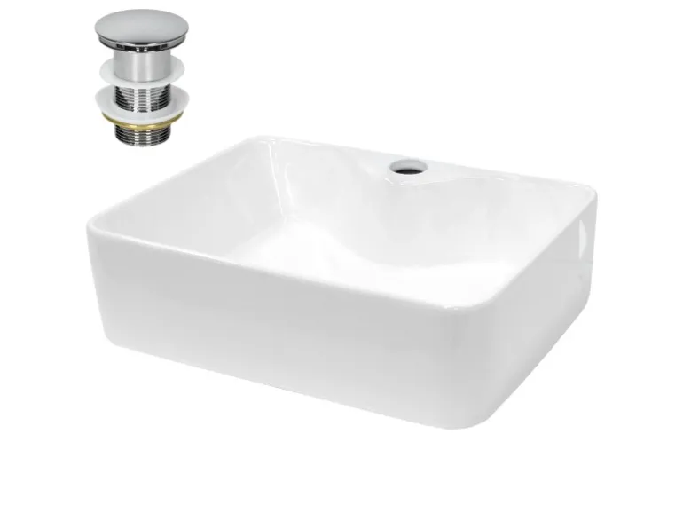 ECD Germany Design Waschbecken Waschtisch 480 x 380 x 140 mm inkl Ablaufgarnitur