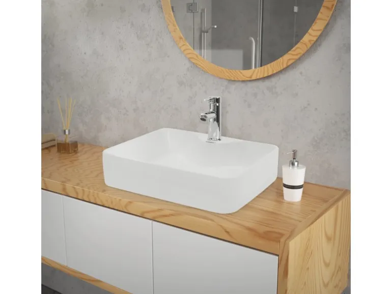 ECD Germany Design Waschbecken Waschtisch 480 x 380 x 140 mm inkl Ablaufgarnitur