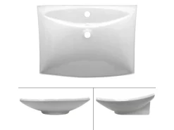 ECD Germany Waschbecken 605x460x165 mm Keramik inkl Ablaufgarnitur mit Überlauf