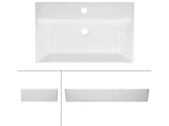 ECD Germany Waschbecken 605x365x130 mm Keramik Eckig Weiß inkl Ablaufgarnitur
