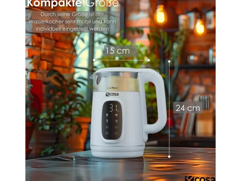 Ecosa EO-698 Wasserkocher mit Temperatureinstellung 1,7 L
