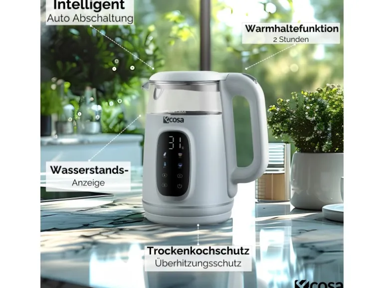 Ecosa EO-698 Wasserkocher mit Temperatureinstellung 1,7 L
