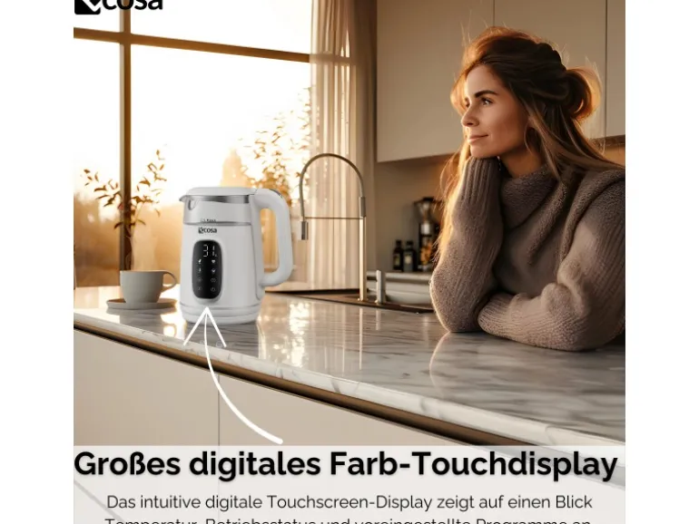 Ecosa EO-698 Wasserkocher mit Temperatureinstellung 1,7 L