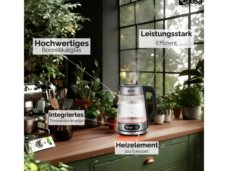 Ecosa EO-696 Wasserkocher mit Temperatureinstellung 1,8 L