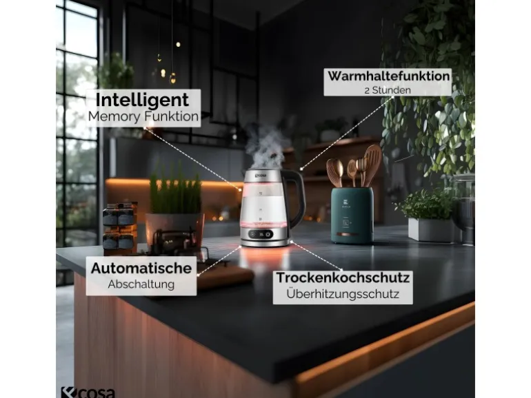 Ecosa EO-696 Wasserkocher mit Temperatureinstellung 1,8 L