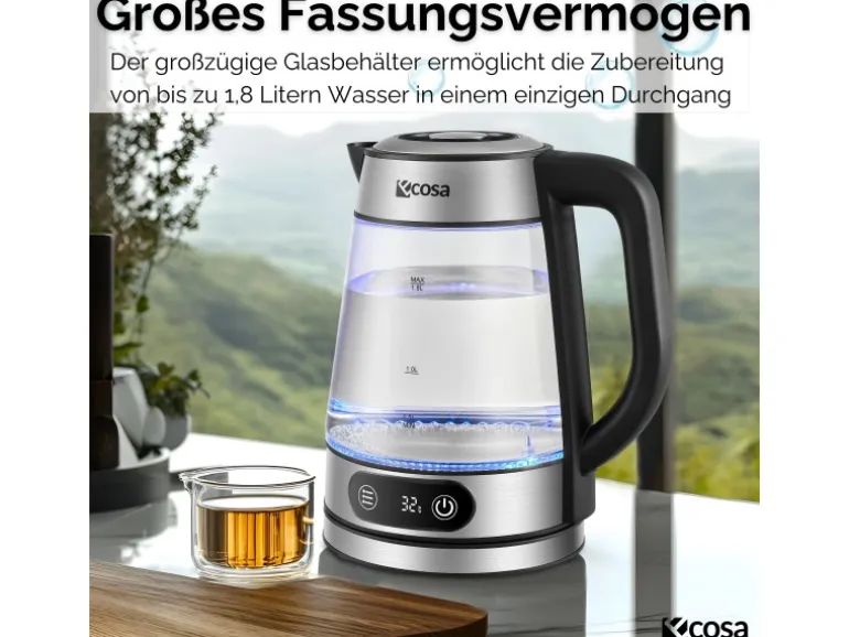 Ecosa EO-696 Wasserkocher mit Temperatureinstellung 1,8 L