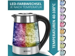 Ecosa EO-650 Wasserkocher mit Temperatureinstellung und Teefilter 1,7 L