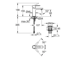 Einhand-Waschtischbatterie Lineare XS-Size Chrom mit Push-Open Ablaufgarnitur