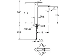 Einhand-Waschtischbatterie Lineare XL-Size Supersteel