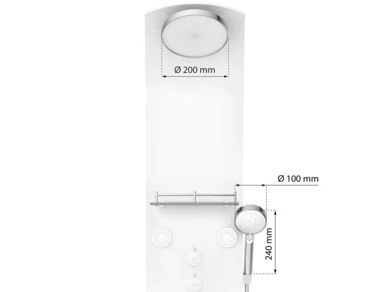 Eisl Duschpaneel Karibik 3 in 1 mit Regendusche Sechs Massagedüsen Weiß