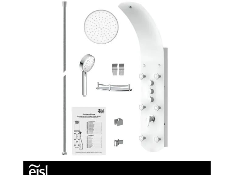 Eisl Duschpaneel Karibik 3 in 1 mit Regendusche Sechs Massagedüsen Weiß