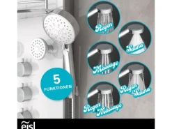 Eisl Duschpaneel Karibik 3 in 1 mit Regendusche Sechs Massagedüsen Weiß