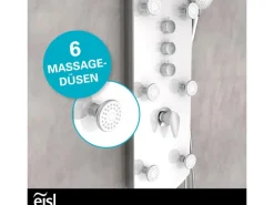 Eisl Duschpaneel Karibik 3 in 1 mit Regendusche Sechs Massagedüsen Weiß
