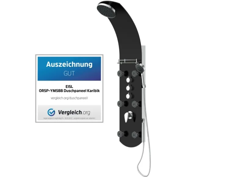Eisl Duschpaneel Karibik 3 in 1 mit Regendusche Sechs Massagedüsen Schwarz