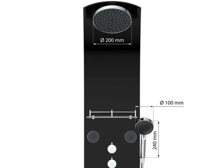 Eisl Duschpaneel Karibik 3 in 1 mit Regendusche Sechs Massagedüsen Schwarz