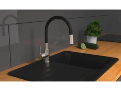 Eisl Spültischarmatur Edelstahloptik Flexo Schwarz