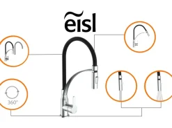 Eisl Spültischarmatur mit Soft-Touch Schlauch Carneo Chrom-Schwarz
