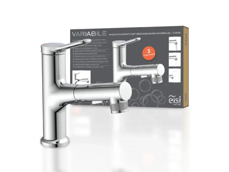 Eisl Variabile Waschtischarmatur mit herausziehbarer Haarbrause Chrom