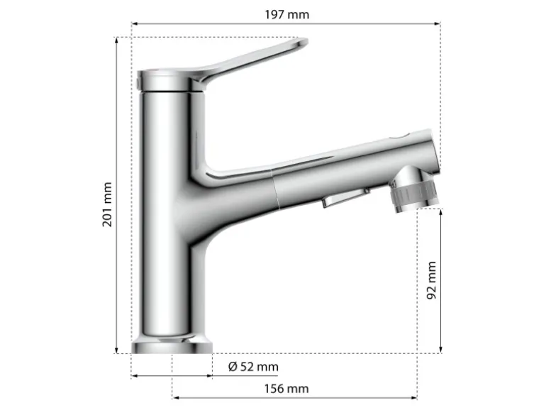 Eisl Variabile Waschtischarmatur mit herausziehbarer Haarbrause Chrom