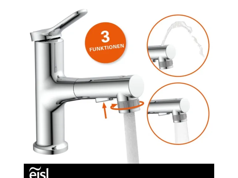 Eisl Variabile Waschtischarmatur mit herausziehbarer Haarbrause Chrom