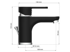 Eisl Waschtischarmatur Diziani Schwarz-Chrom