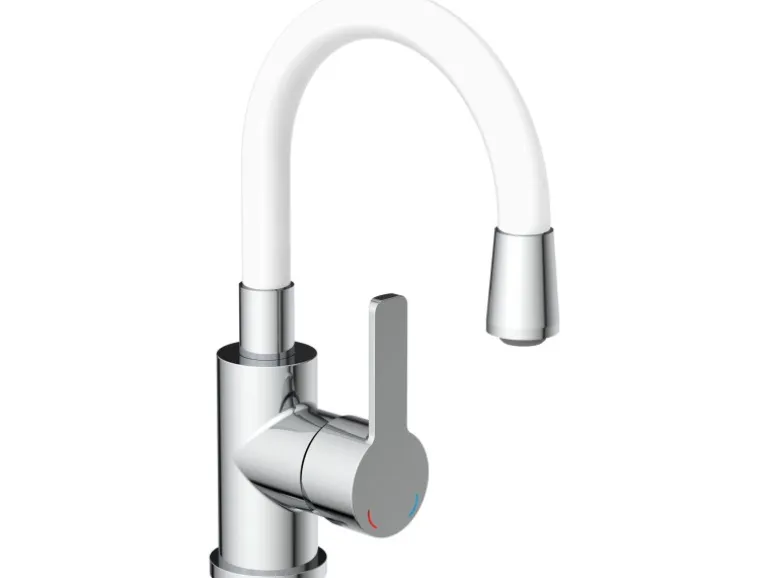 Eisl Waschtischarmatur mit Flexiblem Auslauf Flexo Chrom-Weiß