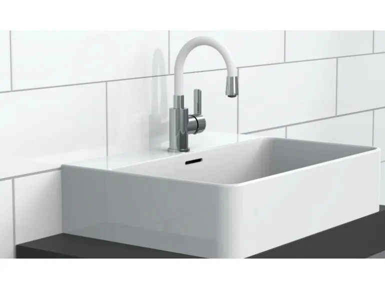 Eisl Waschtischarmatur mit Flexiblem Auslauf Flexo Chrom-Weiß