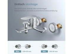 Emke Badarmatur für Badewannen Chrom mit Auslauf Wannenarmatur Einhebelmischer Brausebatterie