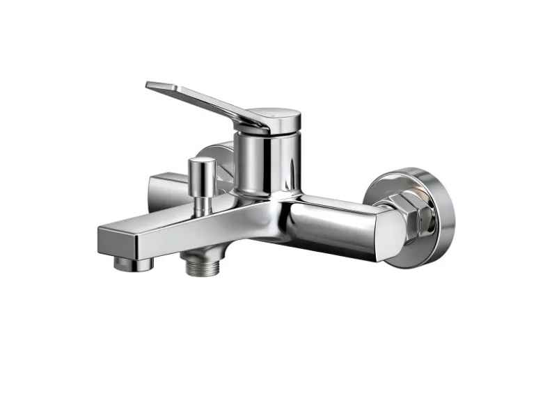 Emke Badewannenarmatur Chrom mit Auslauf Mischbatterie Badewanne Brausebatterie Einhand Wannenbatterie