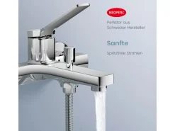 Emke Badewannenarmatur Chrom mit Auslauf Mischbatterie Badewanne Brausebatterie Einhand Wannenbatterie